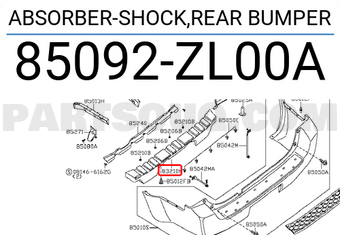 Nissan 85092ZL00A ABSORBER-SHOCK,REAR BUMPER