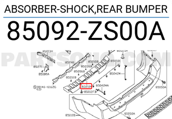 Nissan 85092ZS00A ABSORBER-SHOCK,REAR BUMPER