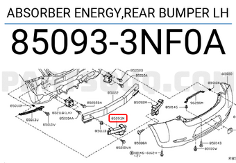 Nissan 850933NF0A ABSORBER ENERGY,REAR BUMPER LH