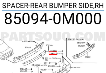 Nissan 850940M000 SPACER-REAR BUMPER SIDE,RH