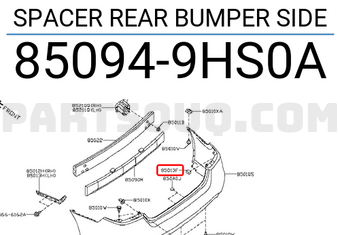 Nissan 850949HS0A SPACER REAR BUMPER SIDE