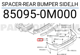 Nissan 850950M000 SPACER-REAR BUMPER SIDE,LH