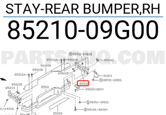 Nissan 8521009G00 STAY-REAR BUMPER,RH