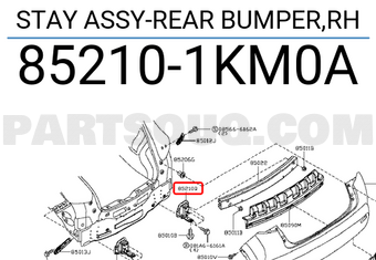 Nissan 852101KM0A STAY ASSY-REAR BUMPER,RH