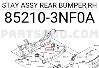 Nissan 852103NF0A STAY ASSY REAR BUMPER,RH