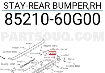 Nissan 8521060G00 STAY-REAR BUMPER,RH