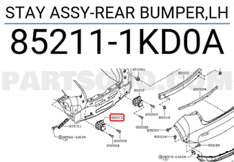 Nissan 852111KD0A STAY ASSY-REAR BUMPER,LH