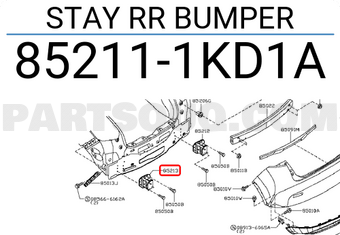 Nissan 852111KD1A STAY RR BUMPER
