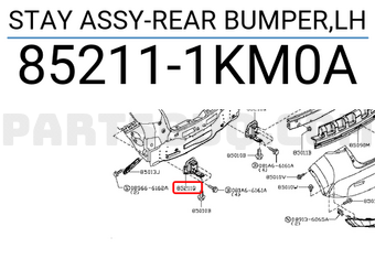 Nissan 852111KM0A STAY ASSY-REAR BUMPER,LH
