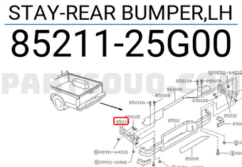Nissan 8521125G00 STAY-REAR BUMPER,LH