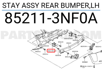 Nissan 852113NF0A STAY ASSY REAR BUMPER,LH