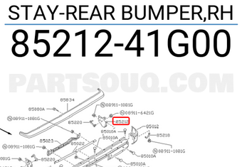Nissan 8521241G00 STAY-REAR BUMPER,RH