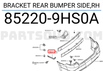 Nissan 852209HS0A BRACKET REAR BUMPER SIDE,RH