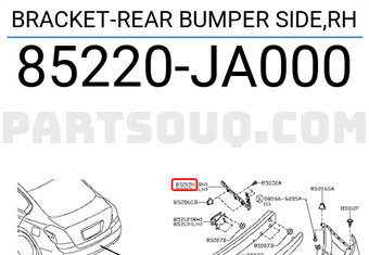 Nissan 85220JA000 BRACKET-REAR BUMPER SIDE,RH