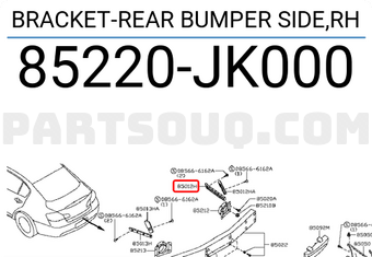 Nissan 85220JK000 BRACKET-REAR BUMPER SIDE,RH