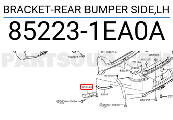 Nissan 852231EA0A BRACKET-REAR BUMPER SIDE,LH