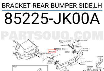 Nissan 85225JK00A BRACKET-REAR BUMPER SIDE,LH