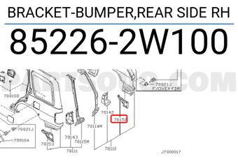 Nissan 852262W100 BRACKET-BUMPER,REAR SIDE RH