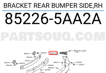 Nissan 852265AA2A BRACKET REAR BUMPER SIDE,RH