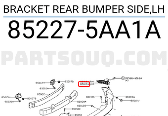 Nissan 852275AA1A BRACKET REAR BUMPER SIDE,LH