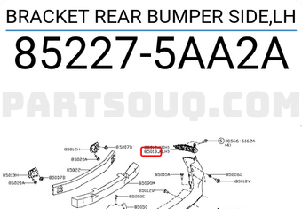 Nissan 852275AA2A BRACKET REAR BUMPER SIDE,LH