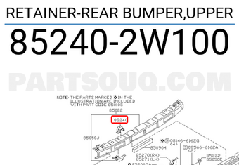 Nissan 852402W100 RETAINER-REAR BUMPER,UPPER