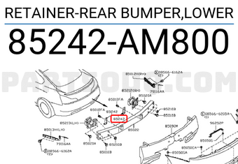 Nissan 85242AM800 RETAINER-REAR BUMPER,LOWER