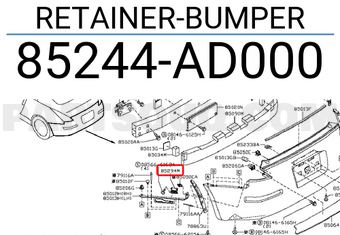 Nissan 85244AD000 RETAINER-BUMPER