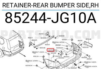 Nissan 85244JG10A RETAINER-REAR BUMPER SIDE,RH