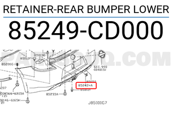 Nissan 85249CD000 RETAINER-REAR BUMPER LOWER