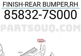 Nissan 858327S000 FINISH-REAR BUMPER,RH
