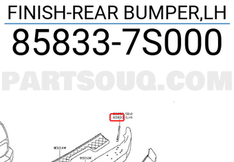 Nissan 858337S000 FINISH-REAR BUMPER,LH