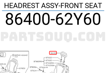 Nissan 8640062Y60 HEADREST ASSY-FRONT SEAT