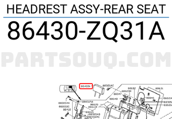 Nissan 86430ZQ31A HEADREST ASSY-REAR SEAT