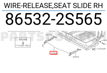 Nissan 865322S565 WIRE-RELEASE,SEAT SLIDE RH