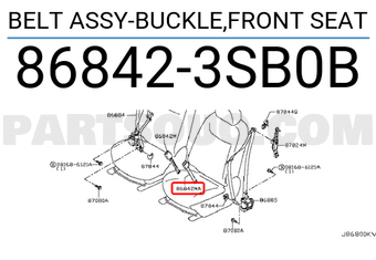 Nissan 868423SB0B BELT ASSY-BUCKLE,FRONT SEAT