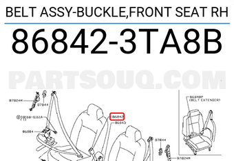 Nissan 868423TA8B BELT ASSY-BUCKLE,FRONT SEAT RH