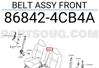 Nissan 868424CB4A BELT ASSY FRONT