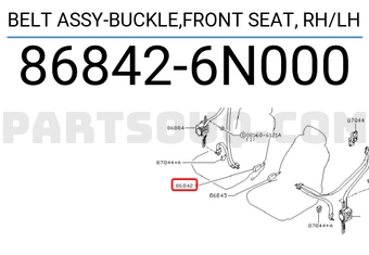Nissan 868426N000 BELT ASSY-BUCKLE,FRONT SEAT, RH/LH