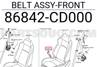Nissan 86842CD000 BELT ASSY-FRONT