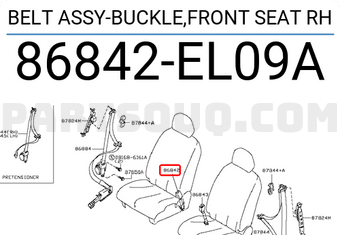 Nissan 86842EL09A BELT ASSY-BUCKLE,FRONT SEAT RH