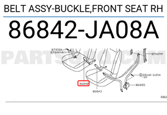 Nissan 86842JA08A BELT ASSY-BUCKLE,FRONT SEAT RH