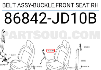 Nissan 86842JD10B BELT ASSY-BUCKLE,FRONT SEAT RH