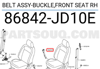 Nissan 86842JD10E BELT ASSY-BUCKLE,FRONT SEAT RH