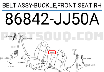 Nissan 86842JJ50A BELT ASSY-BUCKLE,FRONT SEAT RH