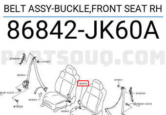 Nissan 86842JK60A BELT ASSY-BUCKLE,FRONT SEAT RH