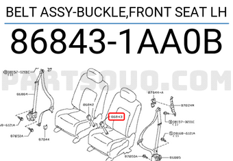 Nissan 868431AA0B BELT ASSY-BUCKLE,FRONT SEAT LH