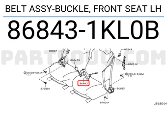 Nissan 868431KL0B BELT ASSY-BUCKLE, FRONT SEAT LH