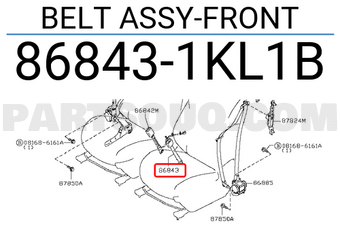 Nissan 868431KL1B BELT ASSY-FRONT