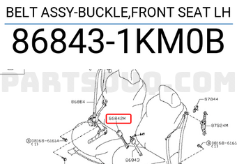 Nissan 868431KM0B BELT ASSY-BUCKLE,FRONT SEAT LH
